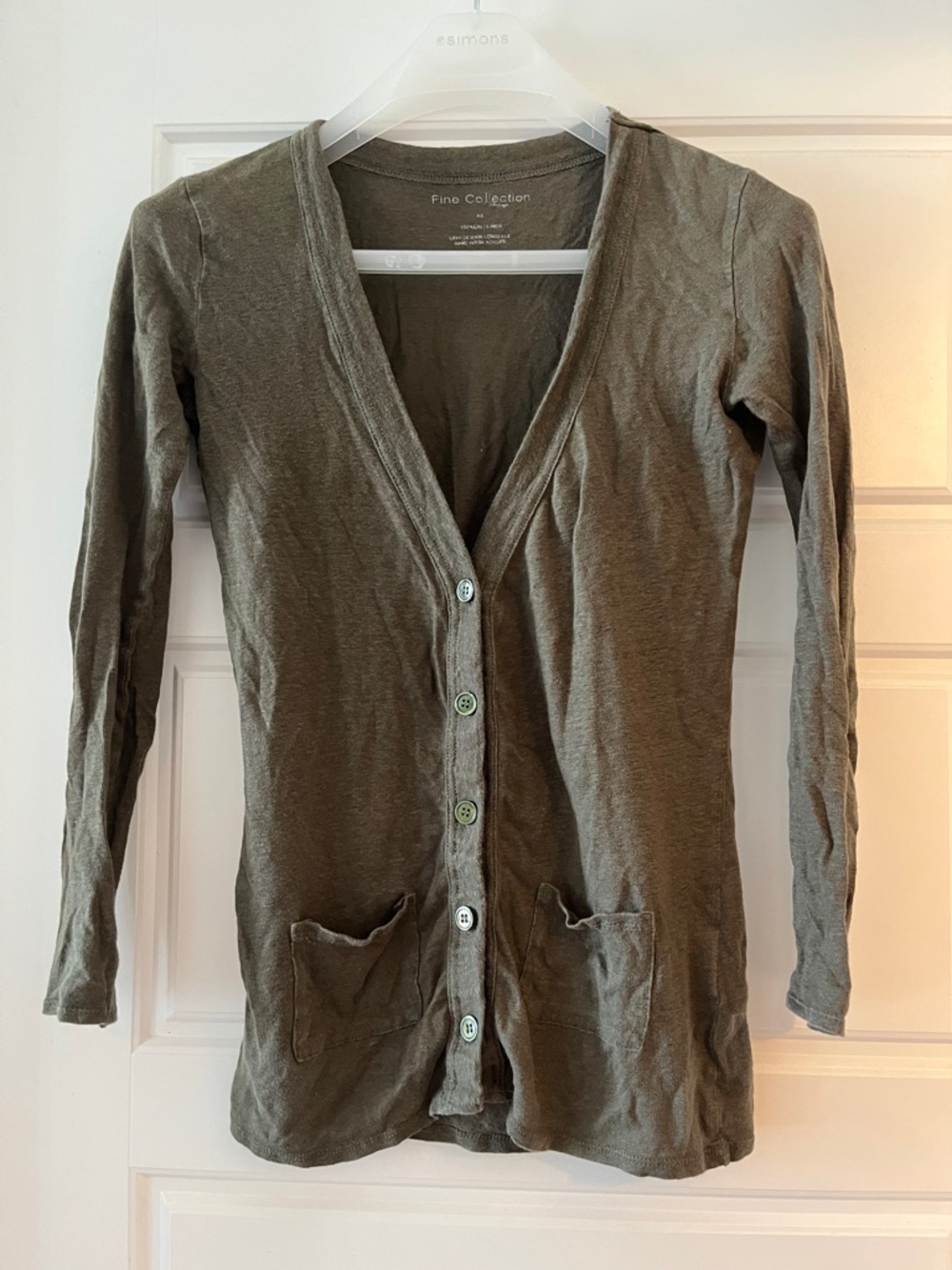 Olive Green Lightweight Button Cardigan - 100% linen
